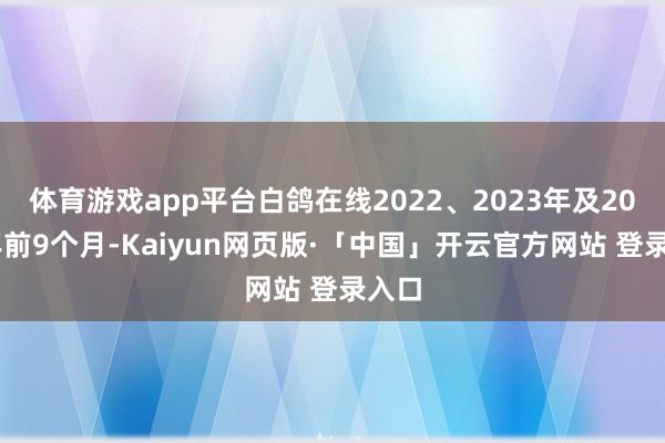体育游戏app平台白鸽在线2022、2023年及2024年前9个月-Kaiyun网页版·「中国」开云官方网站 登录入口